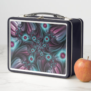 Lunch Box Dans la profondeur Bleu rose Abstrait Fractal Art