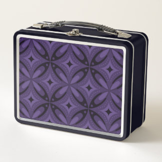 Lunch Box Dark Purple Colored Retro Pattern