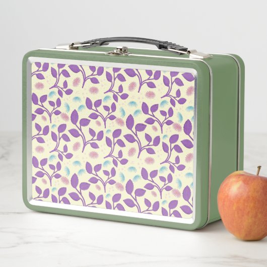 Lunch Box Dark Purple Floral Pattern | Aesthetic Seamless  (En situation)