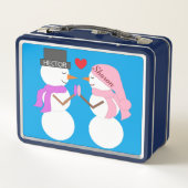 Lunch Box Darling Snowpeople in Love : Vert bleu (Dos)