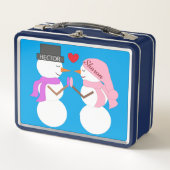 Lunch Box Darling Snowpeople in Love : Vert bleu (Devant)