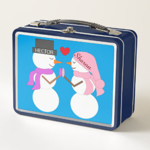 Lunch Box Darling Snowpeople in Love : Vert bleu