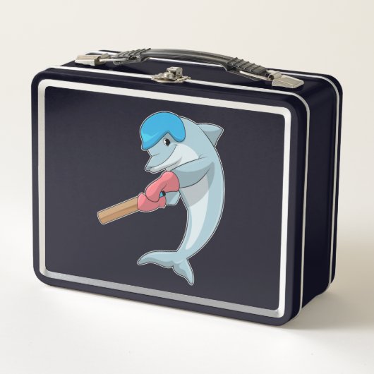 Lunch Box Dauphin au cricket avec chauve-souris de cricket (Devant)