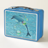 Lunch Box Dauphin et bulles amusants Personnalisé (Dos)