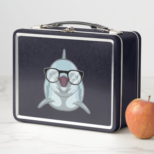 Lunch Box Dauphin Nerd avec lunettes (En situation)