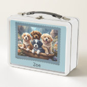 Lunch Box De mignons chiots dans un panier, des enfants pers (Devant)