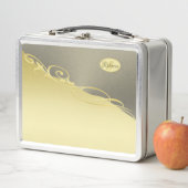 Lunch Box Décor de luxe sur or & argent, Monogramme (En situation)