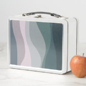 Lunch Box Décor de vagues de style rétro violet et turquoise (En situation)