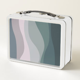 Lunch Box Décor de vagues de style rétro violet et turquoise
