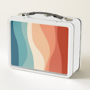Lunch Box Décor des vagues de style rétro coloré