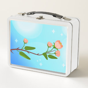 Lunch Box Dégradé du ciel bleu avec branche de ressort fleur