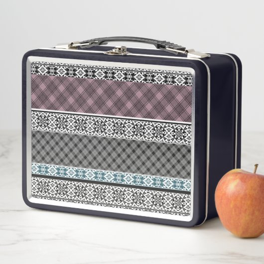 Lunch Box Dentelle patchwork noir et blanc (En situation)