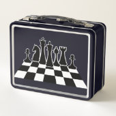 Lunch Box Des pièces d'échecs noires sur un échiquier (Dos)