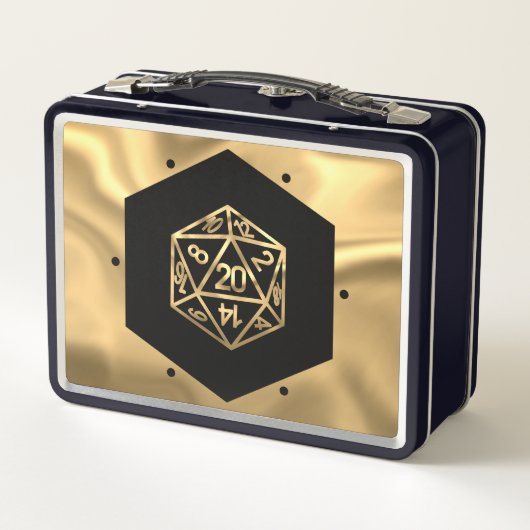 Lunch Box Dés RPG | Or Fantastique Rétro Tabletop PnP Joueur (Dos)