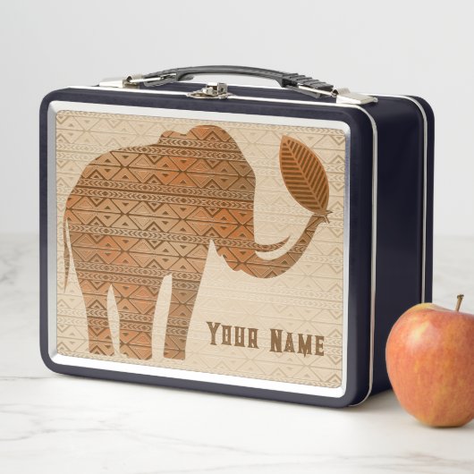 Lunch Box Design d'art tribal des éléphants (En situation)