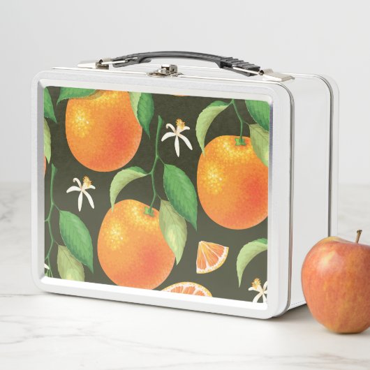 Lunch Box Design motif orange transparent. (En situation)