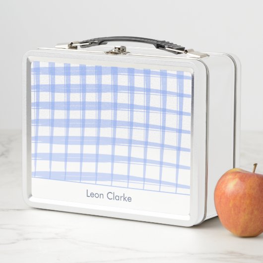 Lunch Box Design simple en lattes bleues (En situation)