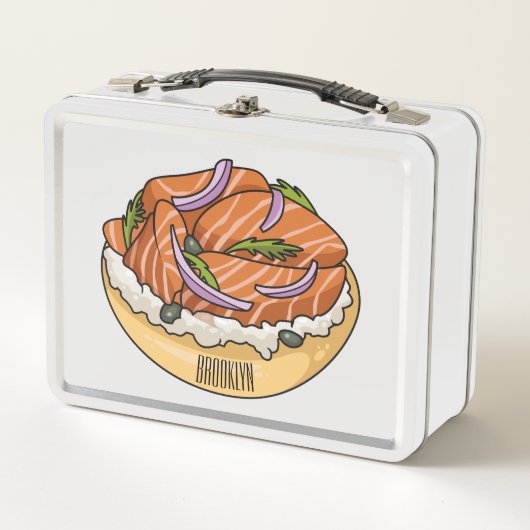 Lunch Box dessin animé de bagel saumon (Devant)