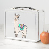 Lunch Box dessin animé de llama alpaga souriant (En situation)