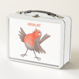 Lunch Box Dessin animé d'un oiseau rougeaud chantant mignon