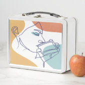 Lunch Box dessin d'art affiche d'une femme buvant du café (En situation)