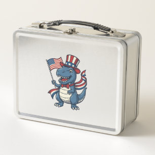 Lunch Box Dessin de dinosaure patriotique vintage pour t-shi