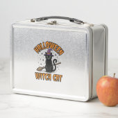 Lunch Box Dessin de gravure ancienne de chat de sorcière d'H (En situation)