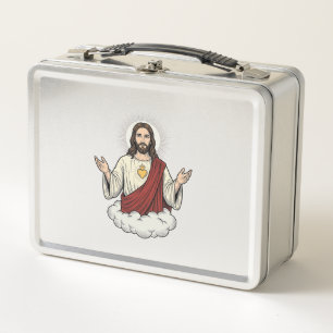 Lunch Box Dessin de gravure vintage dévotionnel du Sacré-Cœu