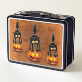 Lunch Box Dessin d'Halloween au chat effrayé sur Citrouille (Dos)