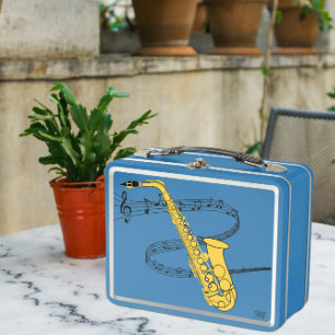 Lunch Box Dessin du personnel de musique torride saxophone