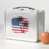 Lunch Box Dessin vectoriel de plage patriotique avec drapeau (En situation)
