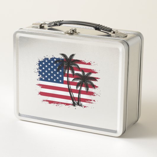 Lunch Box Dessin vectoriel de plage patriotique avec drapeau (Devant)