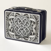 Lunch Box Détaillierte Schwarz-Weißer keltischer Knoten 0001 (Dos)