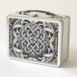 Lunch Box Détaillierte Schwarz-Weißer keltischer Knoten 0001