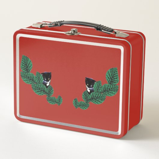 Lunch Box Deux chatons avec Feuille (Devant)