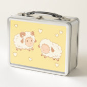 Lunch Box Deux mignonnes Petites Ewe de bélier sur Jaune (Devant)