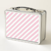 Lunch Box Diagonal white and pink stripes pattern (Dos)