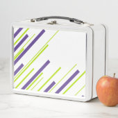 Lunch Box Diagonales en vert citron vert et violet (En situation)
