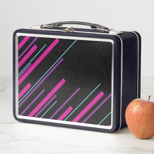 Lunch Box Diagonales - rose, violet, bleu et noir (En situation)