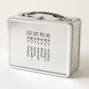 Lunch Box Dieu dit que vous êtes floral chrétien vecteur con