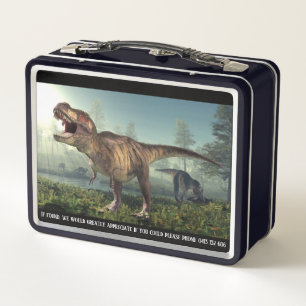 Lunch Box Dinosaur thème si perdu s'il vous plaît téléphoner