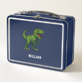 Lunch Box Dinosaur Tyrannosaurus Rex nom bleu vert (Devant)