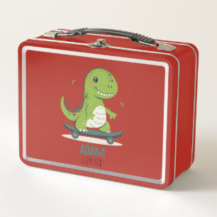 Lunch Box Dinosaure De Skateboard Amusant Avec Nom Enfants