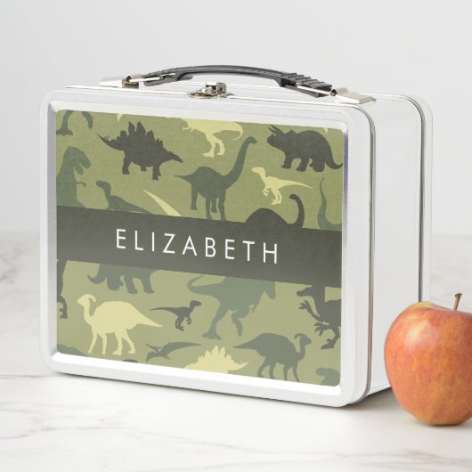 Lunch Box Dinosaure Motif, Dinosaur Silhouette, Votre Nom (En situation)