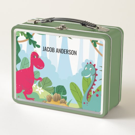 Lunch Box Dinosaure personnalisé Retour à l'école Nom (Devant)