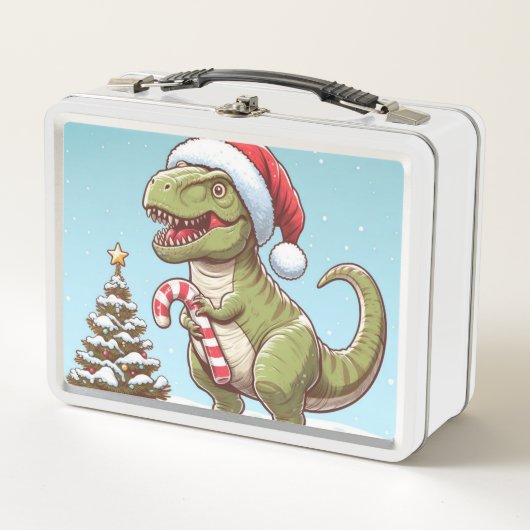 Lunch Box Dinosaure sucre de canne de Noël mignon (Devant)