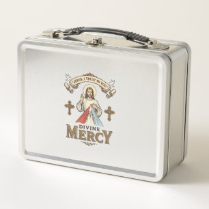 Lunch Box Divine Mercy Jésus Gravure Vintage Chemise Religie