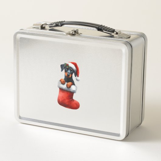 Lunch Box Doberman Pinscher Dans Le Choc Noël Noël Noël Noël (Devant)