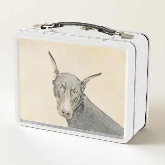 Lunch Box Doberman Pinscher Peinture - Art Chien original (Dos)
