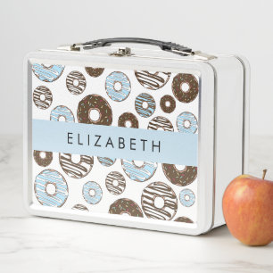 Lunch Box Donuts Bleus, Donuts Brown, Sprinkings, Votre Nom